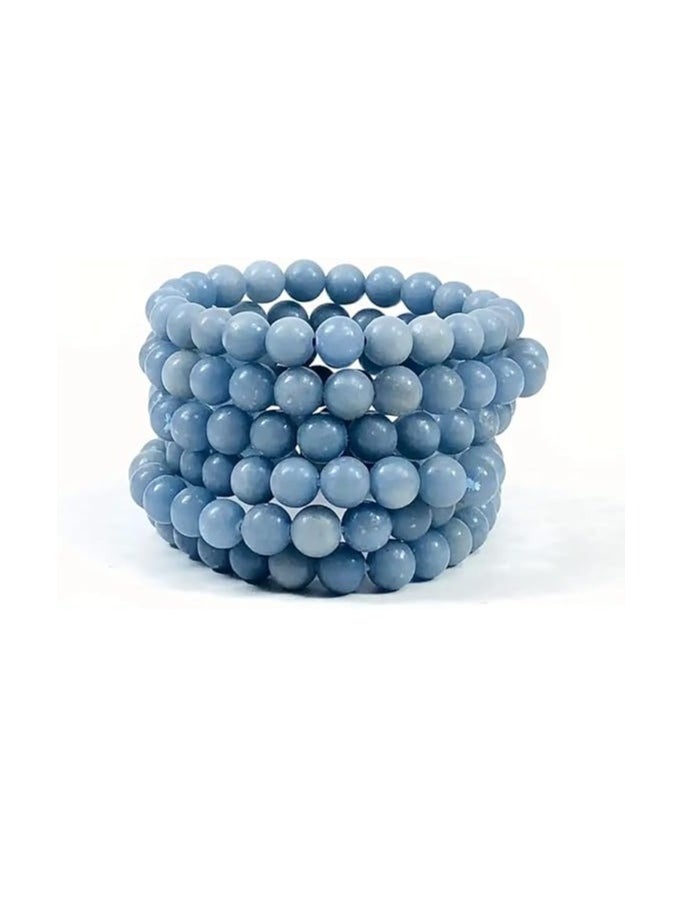 REBUY Angelite Bracelet Crystal Healing Stone Bracelet Jewelry for Men & Women, Bead Size 8 MM, by REBUY  - Image 4