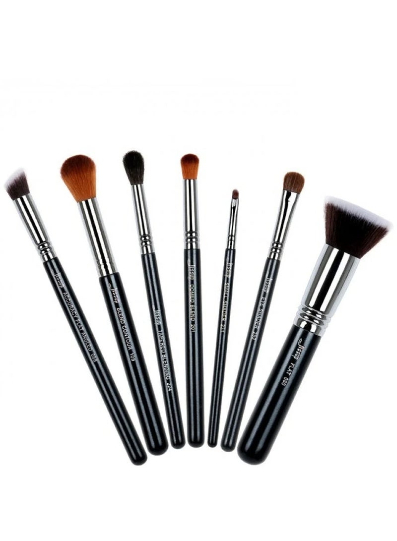 Jessup Pro Makeup Brush Set 7 Pieces Black/Silver T119 - Image 2