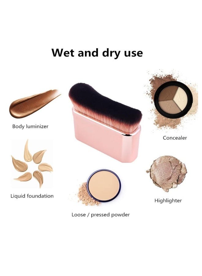 Generic 2 Pack Professional Body Makeup Brush for Blending Liquid Foundation - High Density Face Kabuki for Highlighter, Bronzer, Shimmer, Glow, Concealers, Cream, Powder (Rose Gold)  - Image 5