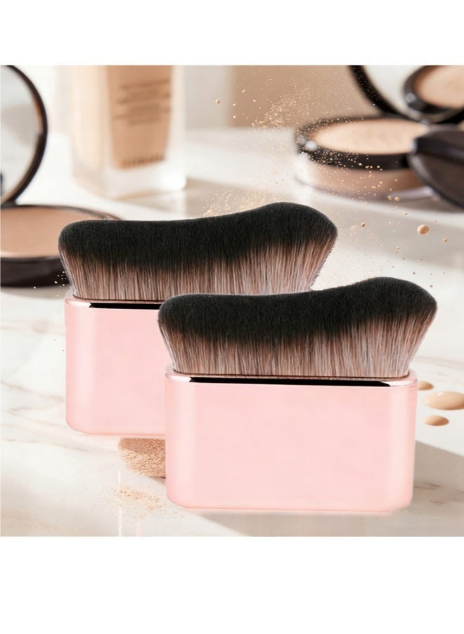 2 Pcs Rose Gold Professional Foundation Brush for Liquid Cream, High Density Kabuki Brush for Blending Concealer Bronzer Highlighter, Makeup Artist Essential Tools - Image 1