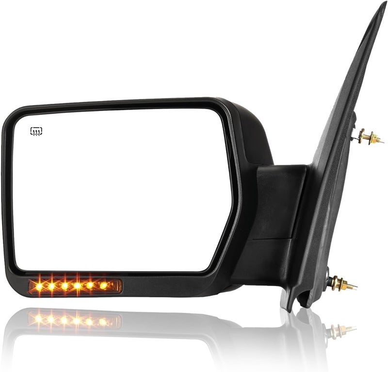 PZ Towing Mirror Replacement for 2004-2006 Ford F-150, Power Heated with Amber Signal, Black, Left (Driver Side) - Image 1
