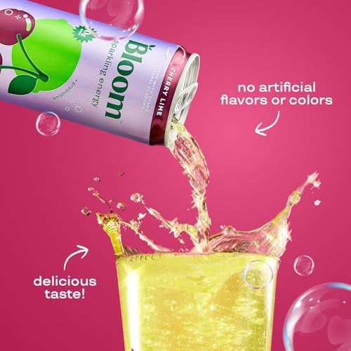 Bloom Nutrition Sparkling Energy Drink - Natural Caffeine, Zero Sugar, 180mg Caffeine - Antioxidant-Rich w/Green Coffee Bean, Green Tea Extract, Prebiotics - Cherry Lime - 12oz 12 pk - Image 5
