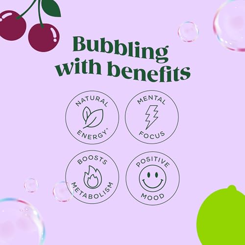 Bloom Nutrition Sparkling Energy Drink - Natural Caffeine, Zero Sugar, 180mg Caffeine - Antioxidant-Rich w/Green Coffee Bean, Green Tea Extract, Prebiotics - Cherry Lime - 12oz 12 pk - Image 4