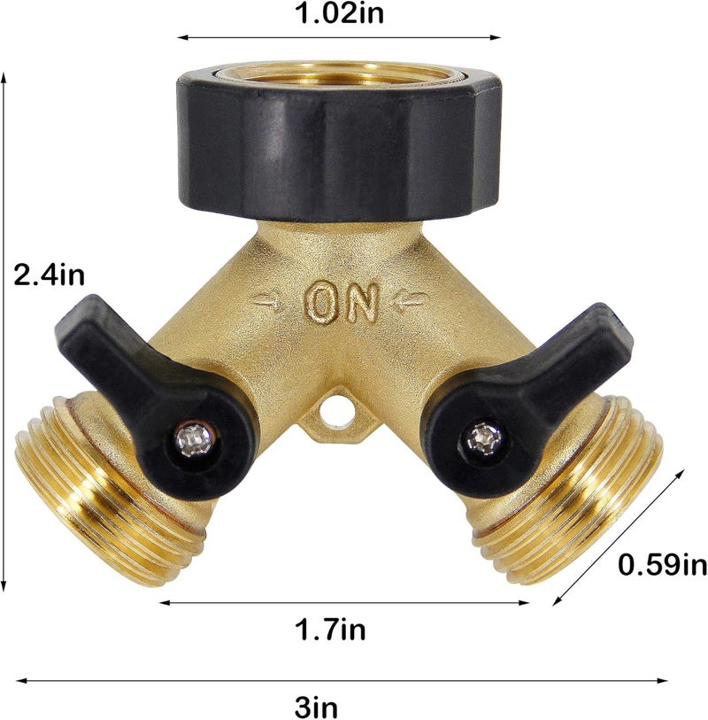 Lifynste 2 Way Brass Hose Splitter, 3/4" Brass Hose Connectors, Y Connector Garden Hose Adapter Connector, 1 Pack - Image 2