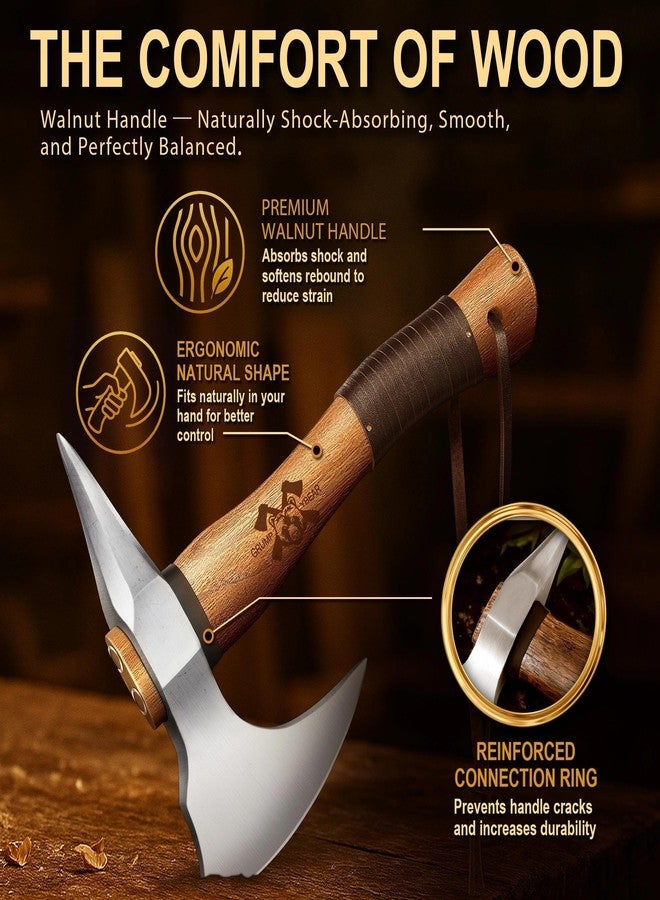 Grumpy Bear Camping Axe with Sheath (Natural Wood, Short) - Image 3