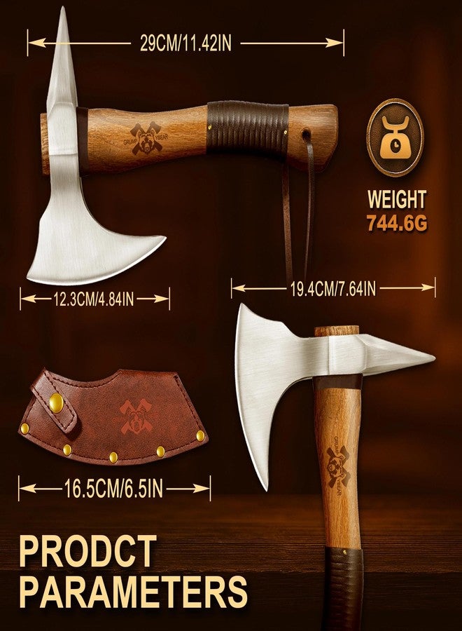 Grumpy Bear Camping Axe with Sheath (Natural Wood, Short) - Image 4