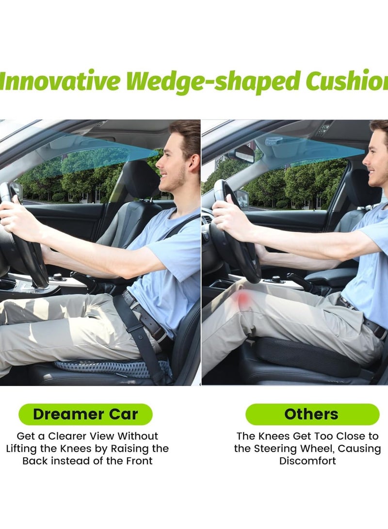 general Car Wedge Seat Cushion for Car Seat Driver/Passenger- Car Seat Cushions for Driving Improve Vision/Posture - Memory Foam Car Seat Cushion for Hip Pain (Mesh Cover,Black) - Image 2