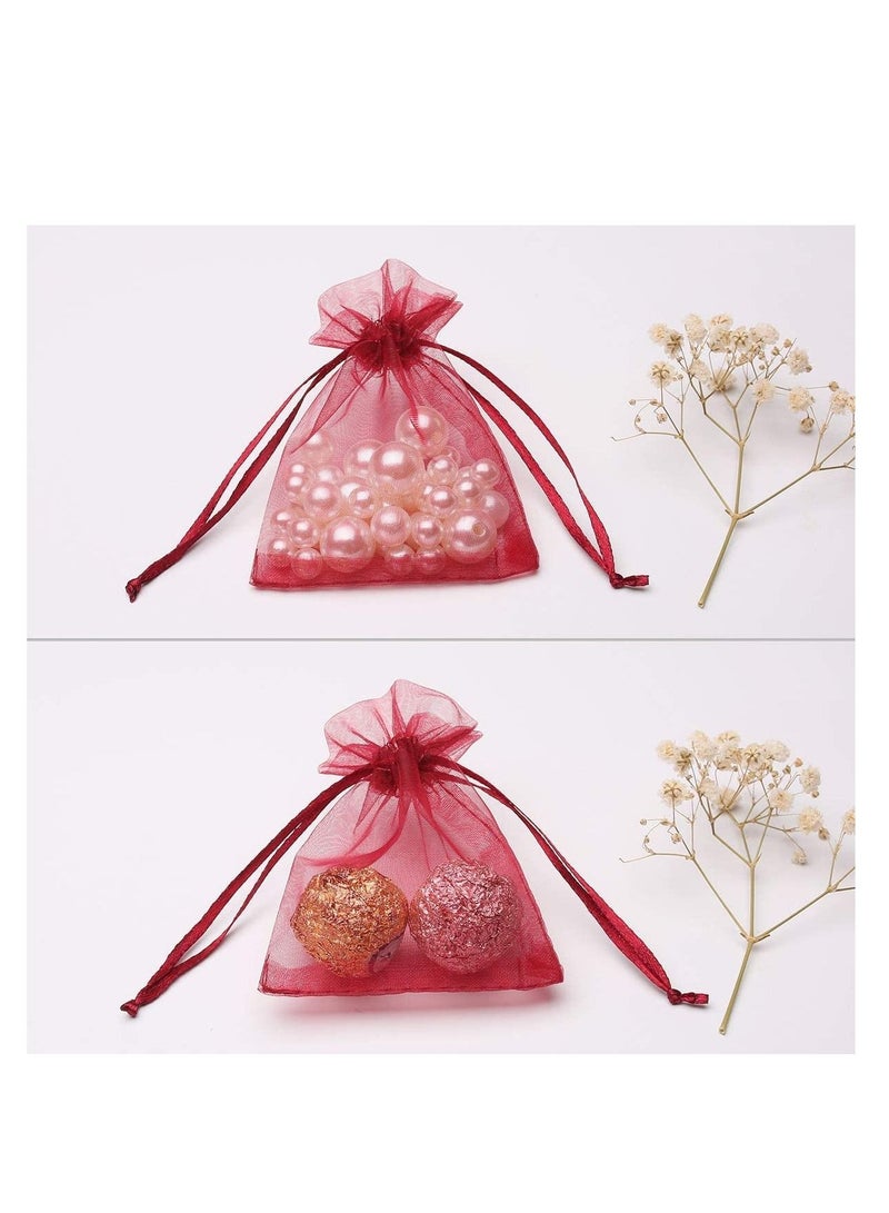 MARKQ [100 Pieces] Red Organza Bags with Drawstrings - [7 x 9cm] Organza Goody Bags and Gift Pouches for Jewelry, Candy & Party Favors - Image 4