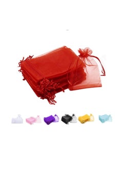 MARKQ [100 Pieces] Red Organza Bags with Drawstrings - [7 x 9cm] Organza Goody Bags and Gift Pouches for Jewelry, Candy & Party Favors  - Image 1