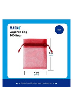 MARKQ [100 Pieces] Red Organza Bags with Drawstrings - [7 x 9cm] Organza Goody Bags and Gift Pouches for Jewelry, Candy & Party Favors  - Image 2