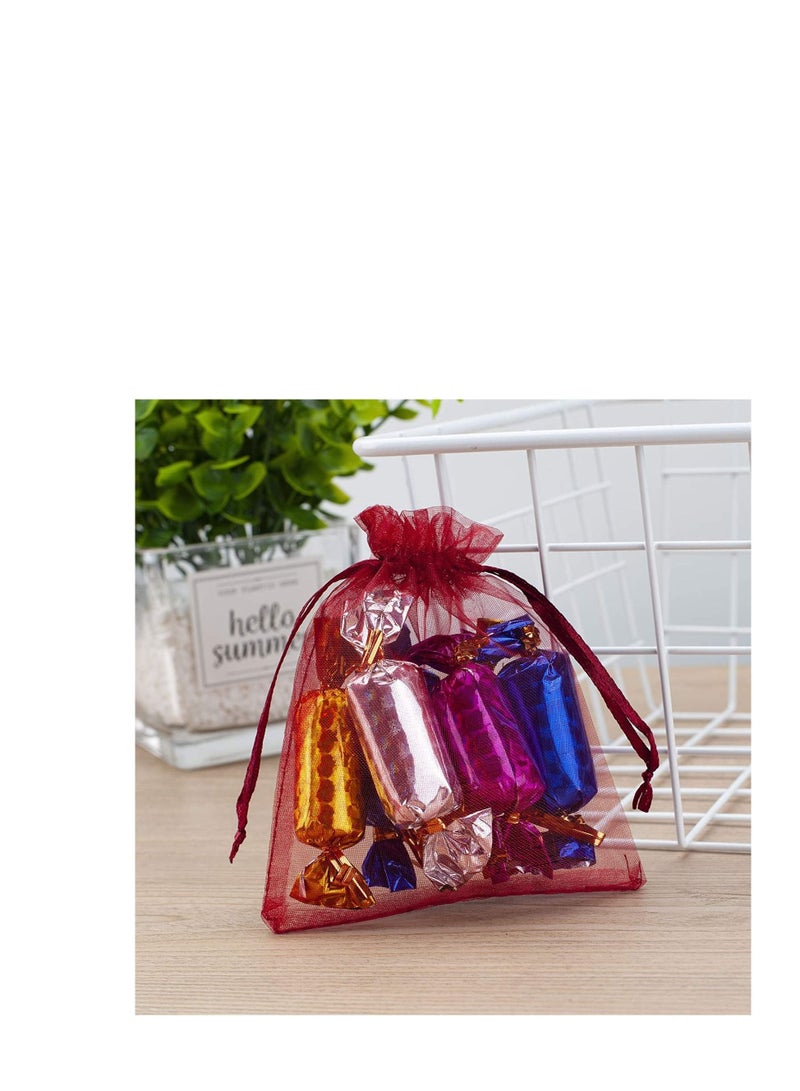 MARKQ [100 Pieces] Red Organza Bags with Drawstrings - [7 x 9cm] Organza Goody Bags and Gift Pouches for Jewelry, Candy & Party Favors - Image 5