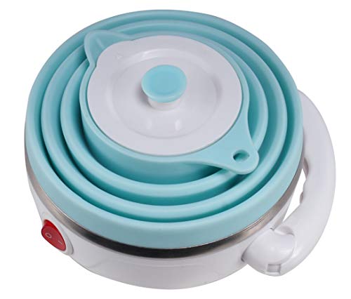 T-magitic Travel Foldable Electric Kettle, Collapsible Electric Kettle Food Grade Silicone Small Pot Boiling water,Dual Voltage（600ml,110-220V US Plug） (Blue) - Image 4