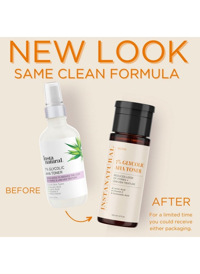 Instanatural Nstanatural 7% Glycolic Aha Face Toner Brightens Reduces The Look Of Pores And Uneven Texture Gently Exfoliates With Lactic Acid Witch Hazel And Vitamin C 4 Fl Oz  - Image 3