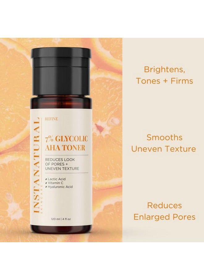 Instanatural Nstanatural 7% Glycolic Aha Face Toner Brightens Reduces The Look Of Pores And Uneven Texture Gently Exfoliates With Lactic Acid Witch Hazel And Vitamin C 4 Fl Oz  - Image 5