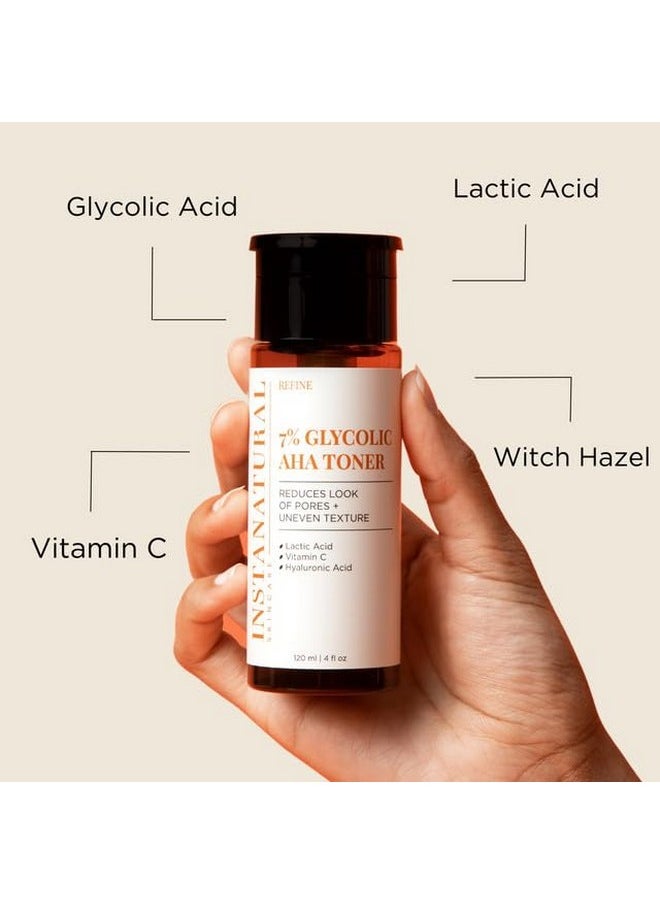 Instanatural Nstanatural 7% Glycolic Aha Face Toner Brightens Reduces The Look Of Pores And Uneven Texture Gently Exfoliates With Lactic Acid Witch Hazel And Vitamin C 4 Fl Oz  - Image 4