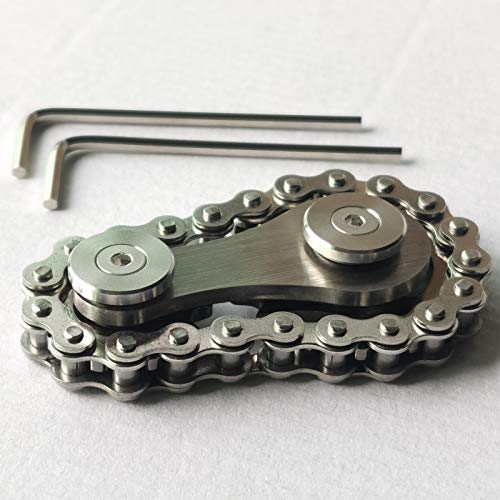 Bitopbi Sprocket Fidgets Chain Stainless Steel Fidget Cube Gears Linkage Bike Chain Novelty Fidget Block Kinetic Desk Toy Metal EDC Focus Meditation Break Bad Habits ADHD Gunmetal - Image 5