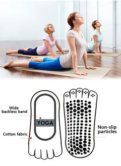 GIFT Yoga Socks for Women with Grips, Non-Slip Five Toe Socks for Pilates, Barre, Ballet, Fitness (Grey)  - Image 2