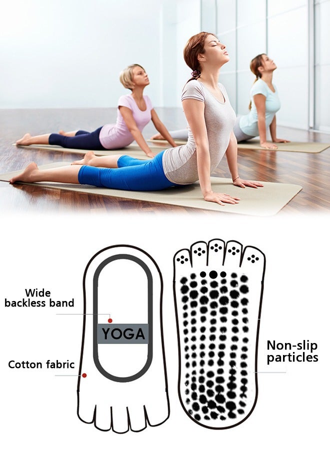 GIFT Yoga Socks for Women with Grips, Non-Slip Five Toe Socks for Pilates, Barre, Ballet, Fitness (Grey) - Image 2