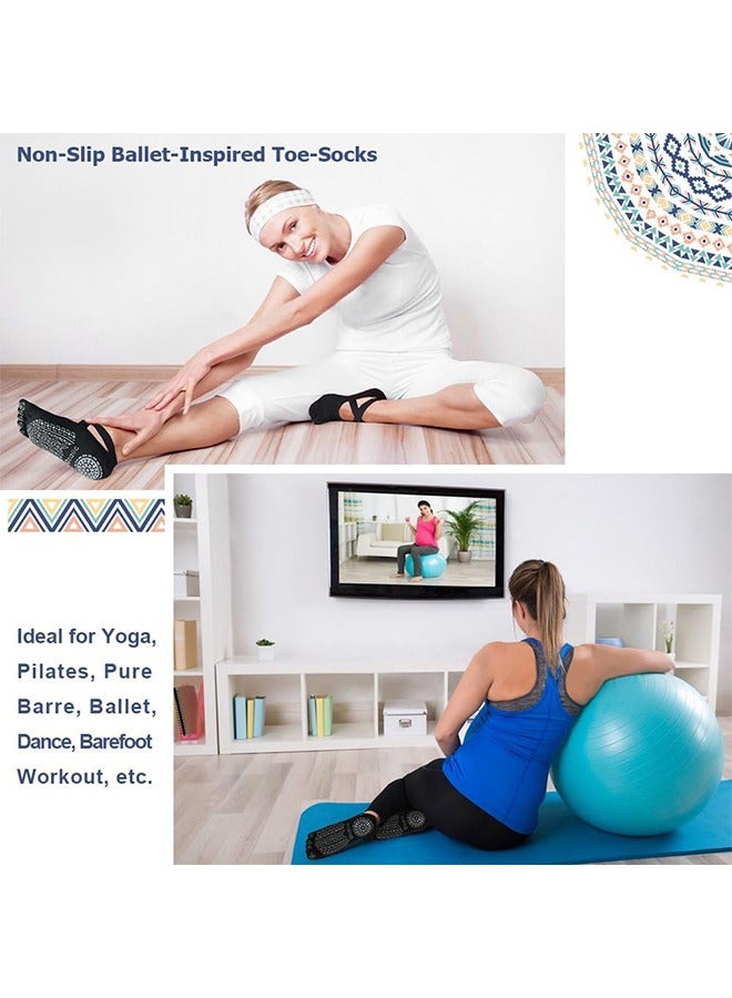 GIFT Yoga Socks for Women with Grips, Non-Slip Five Toe Socks for Pilates, Barre, Ballet, Fitness (Grey) - Image 4