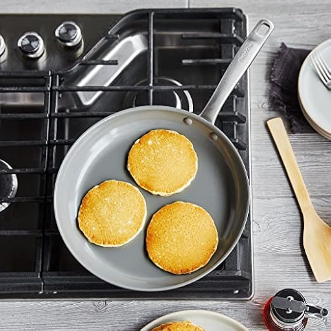 جرين بان مقلاة تشاتام الصحية المصنوعة من السيراميك المؤكسد الصلب غير اللاصق، مقاس 10، خالية من مادة Pfas، آمنة للاستخدام في غسالة الأطباق والفرن، باللون الرمادي - Image 5