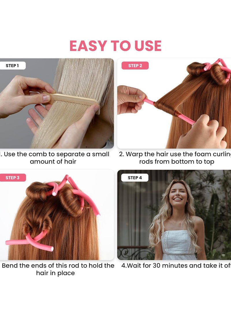 10 Piece Roller Hair Curler Stick Pink 24cm
