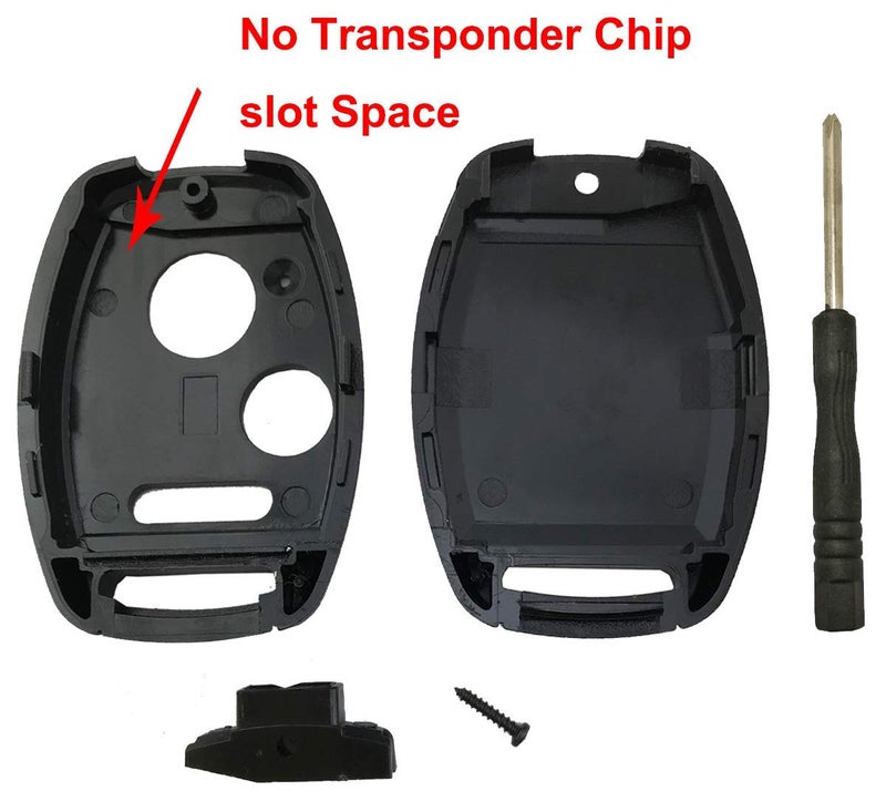 BTOZRF Key Fob Shell Case Fit for Honda Accord Crosstour Civic Odyssey CR-V CR-Z Fit Keyless Entry Remote Key Housing Replacement with Screwdriver (Black) - Image 4