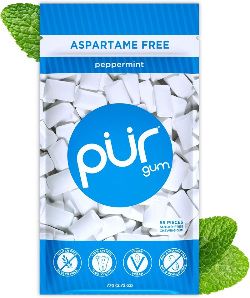 PUR Gum | Aspartame Free Chewing Gum | 100% Xylitol | Natural Peppermint Flavored Gum, 55 Pieces (Pack of 1) - Image 1