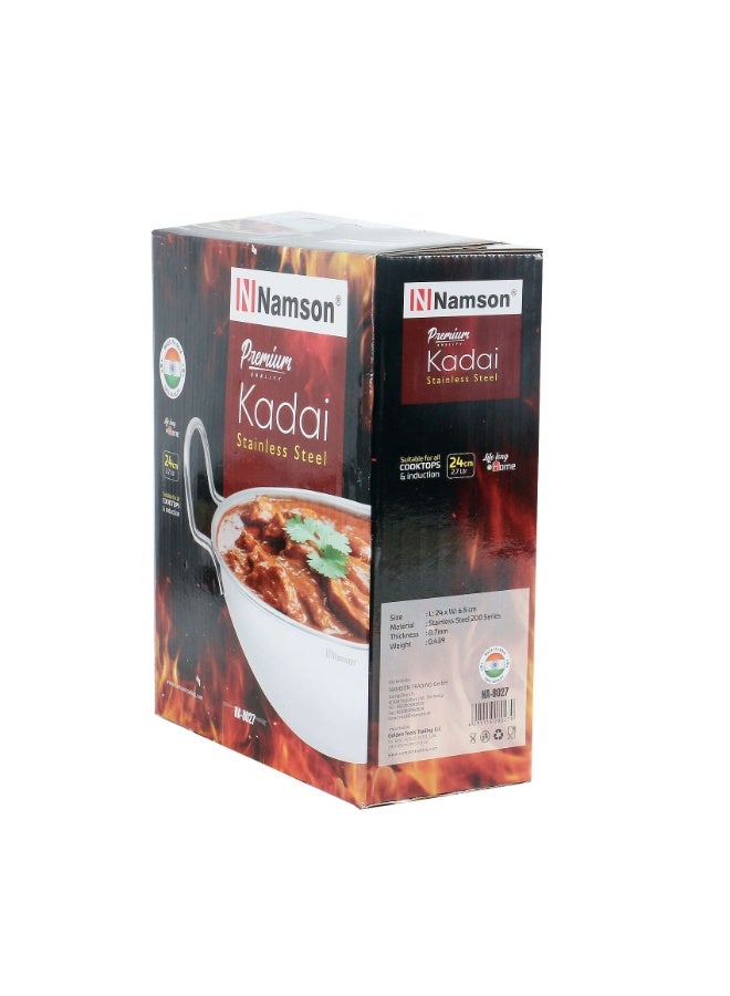 NAMSON NAMSON S/STEEL KADAI 24CM NA-8027 – Premium Stainless Steel | Durable & Easy to Clean | Everyday Kitchen Essential - Image 5