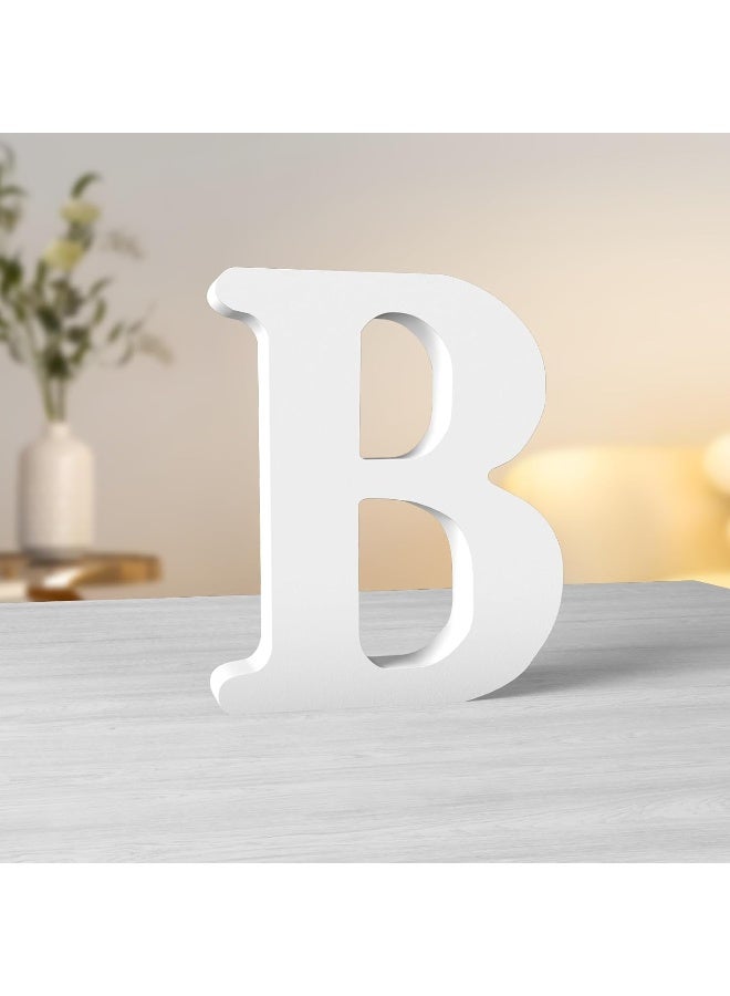 TPGP 6 Inch White Wood Letters Unfinished Wood Letters for Wall Decor Decorative Standing Letters Slices Sign Board Decoration for Craft Home Party Projects (B) - Image 1