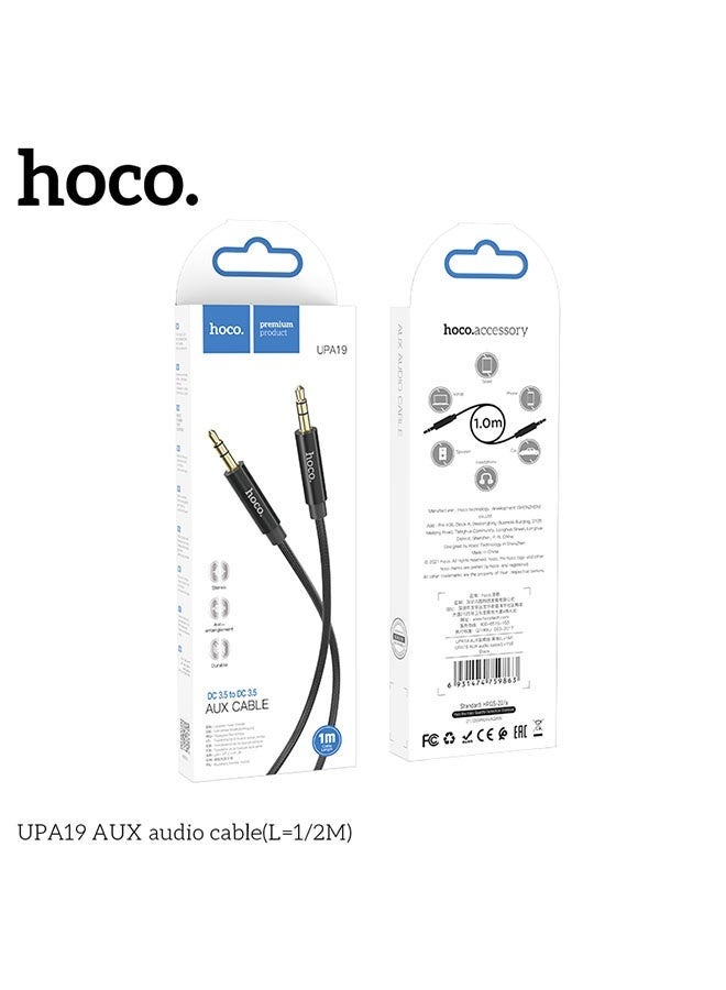 hoco. UPA19 3.5mm to 3.5mm AUX Audio Cable – 1M Black Stereo Audio Cable for Car, Headphones, Speakers & Phones – Hi-Fi Sound Quality, Gold-Plated Connectors, Tangle-Free Durable Design, Universal Use  - Image 4