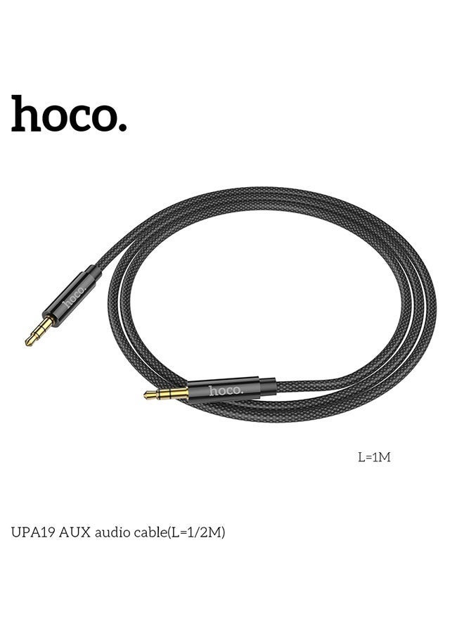 hoco. UPA19 3.5mm to 3.5mm AUX Audio Cable – 1M Black Stereo Audio Cable for Car, Headphones, Speakers & Phones – Hi-Fi Sound Quality, Gold-Plated Connectors, Tangle-Free Durable Design, Universal Use  - Image 3