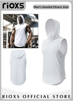 RIOXS Men's Workout Muscle Shirts Sports Training Sleeveless Gym Shirts Fitness Bodybuilding Hooded Tank Tops  - Image 3