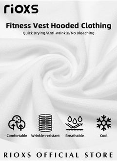 RIOXS Men's Workout Muscle Shirts Sports Training Sleeveless Gym Shirts Fitness Bodybuilding Hooded Tank Tops  - Image 5