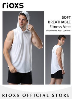 RIOXS Men's Workout Muscle Shirts Sports Training Sleeveless Gym Shirts Fitness Bodybuilding Hooded Tank Tops  - Image 2
