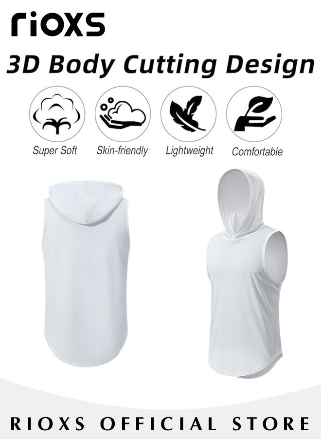 RIOXS - Men's Workout Muscle Shirts Sports Training Sleeveless Gym Shirts Fitness Bodybuilding Hooded Tank Tops - Image 1