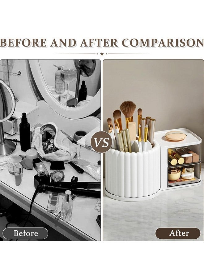 Bayleef Drawer cosmetic case Makeup Brush Holder Organizer 360 degree Rotating Pencil Pen Holder Cup Desk Accessories - Image 2