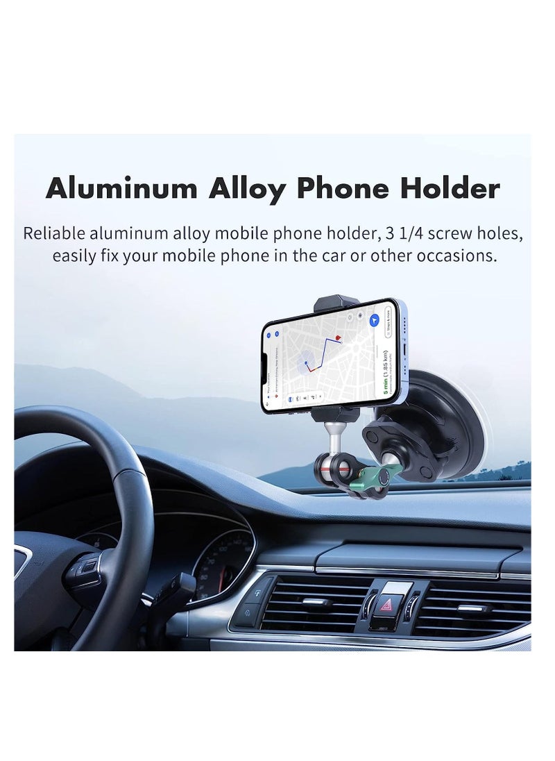 حامل كوب شفط قوي للسيارة S1، لجهاز Gopro Hero 11/10/9/8 Black DJI OSMO Action 3، 2 كاميرا أكشن Insta360 ONE RS، R، ONE X3، X2 ملحقات حامل هاتف محمول من سبائك الألمنيوم - Image 4