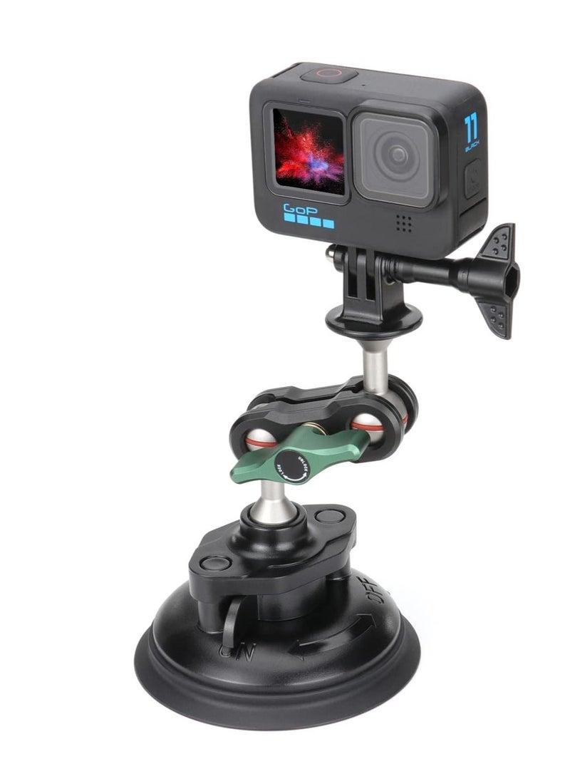 حامل كوب شفط قوي للسيارة S1، لجهاز Gopro Hero 11/10/9/8 Black DJI OSMO Action 3، 2 كاميرا أكشن Insta360 ONE RS، R، ONE X3، X2 ملحقات حامل هاتف محمول من سبائك الألمنيوم - Image 5