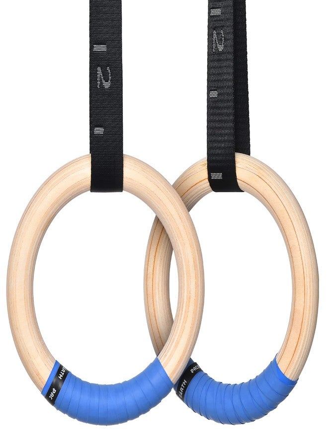 PACEARTH Gymnastics Rings Wooden Olympic Rings 1500/1000lbs with Adjustable Cam Buckle 14.76ft Long Straps with Scale Non-Slip Gym Rings for Home Gym Full Body Workout - Image 1