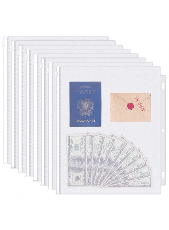 Antner Antner Letter Size Binder Pockets 3 Holes Zipper Binder Folders for 3 Ring Binder, Waterproof Clear Loose Leaf Bags Binder Pouch Document Filing Bags, 8 Pack  - Image 1