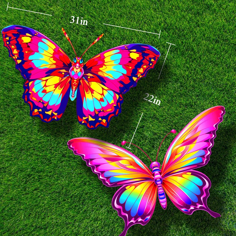 HENGDA KITE 2 Pack Butterfly Kite,for Kids and Adults,Easy to Fly,Excellent Fabric and Structure Design,The Pictures are Beautiful in high Definition,Suitable for Beginners(31x22) - Image 2