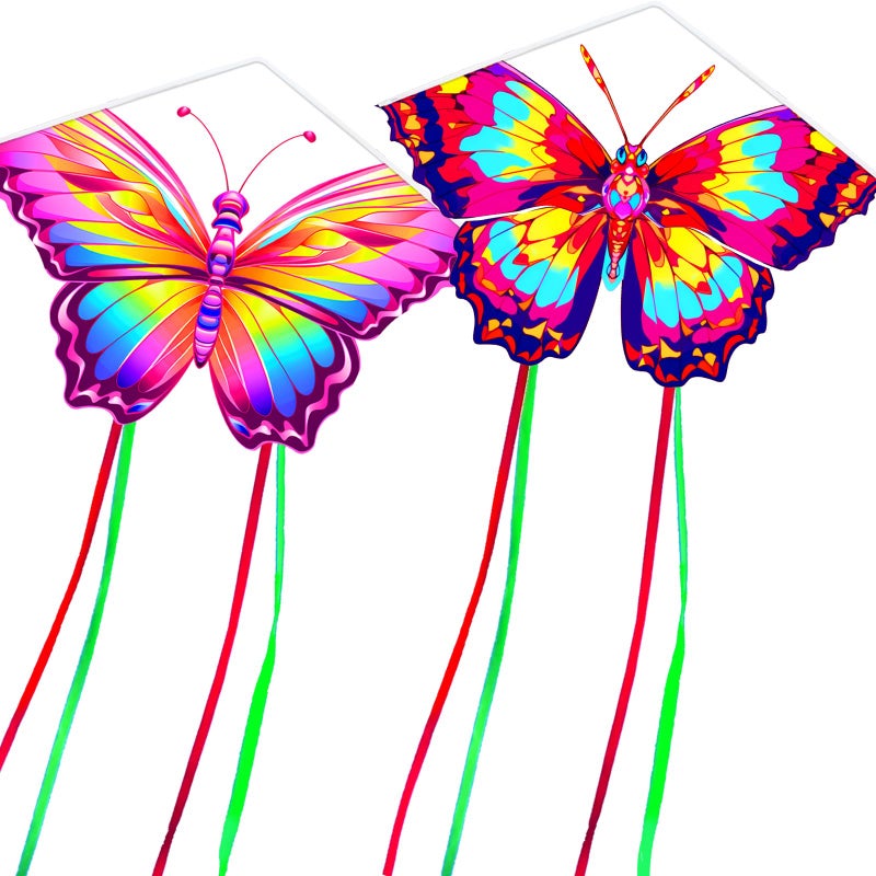 HENGDA KITE 2 Pack Butterfly Kite,for Kids and Adults,Easy to Fly,Excellent Fabric and Structure Design,The Pictures are Beautiful in high Definition,Suitable for Beginners(31x22) - Image 1