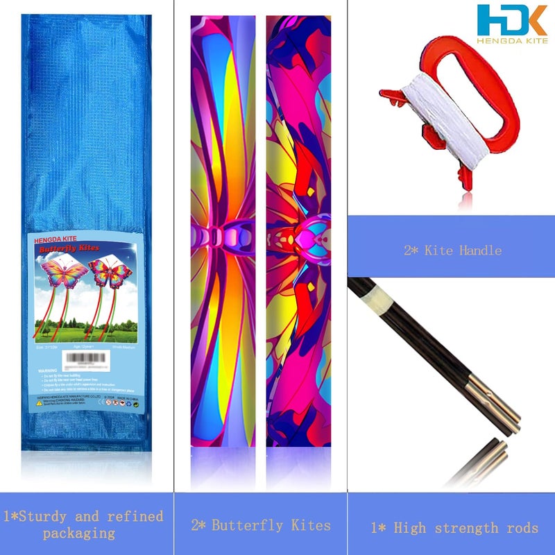 HENGDA KITE 2 Pack Butterfly Kite,for Kids and Adults,Easy to Fly,Excellent Fabric and Structure Design,The Pictures are Beautiful in high Definition,Suitable for Beginners(31x22) - Image 4
