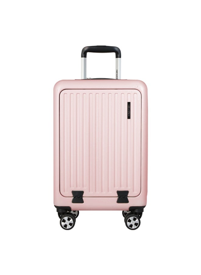 NEWCOM Front Opening PC Cabin Suitcase 20 Inch | TSA Lock | Laptop Compartment | 4 Spinner Wheels | Lightweight Carry-On Travel Luggage | White, Pink, Green - Image 1