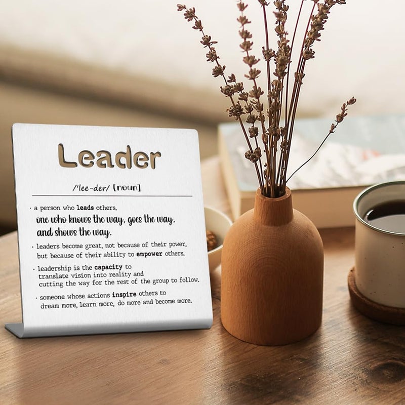 FOKCBOCM Thank You Leader Gifts for Boss Mentor Teacher Retirement Farewell Going Away New Job Leaving Gift Birthday for Leader Mentor Leader Definition Decorative Sign. - Image 3
