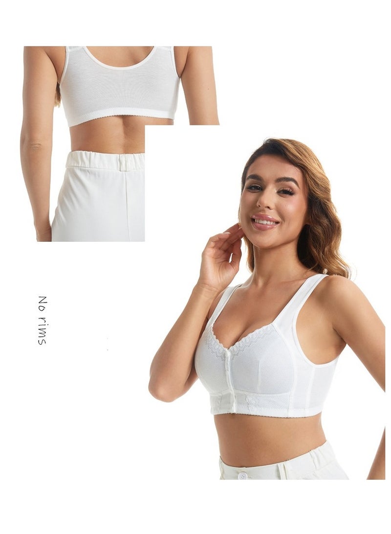 RedMapleTEK Middle -Aged And Elderly Large Size Without Steel Ring Front Buckle Vest Bray Bras 4 Pieces Set  - Image 4