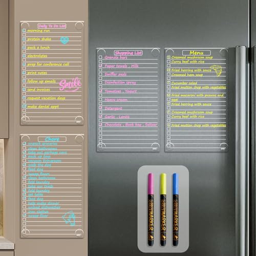 JJPRO Non-Magnetic Dry Erase List Board for Fridge, 11.5"x7" Clear Reusable to Do List White Board, Dry Erase List Board for Refrigerator,Cabinet,Wall&Glass, All Smooth Surfaces - Image 1