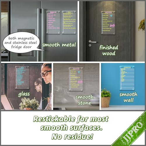 JJPRO Non-Magnetic Dry Erase List Board for Fridge, 11.5"x7" Clear Reusable to Do List White Board, Dry Erase List Board for Refrigerator,Cabinet,Wall&Glass, All Smooth Surfaces - Image 2