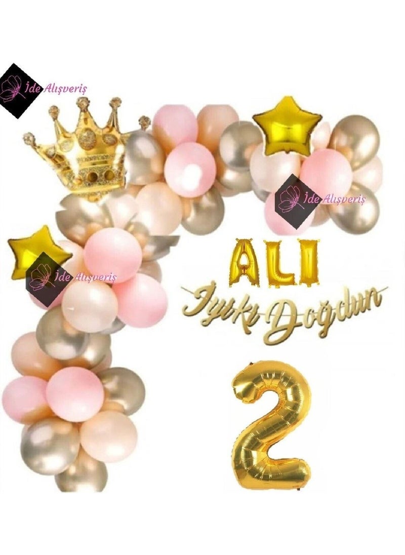 Store 3 Letter Foil Balloon 2 Years Old Luxury Birthday Balloon Set Birthday Party Decoration  - Image 1