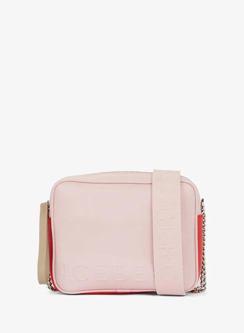 ICEBERG Pink Logo Strap Crossbody Bag